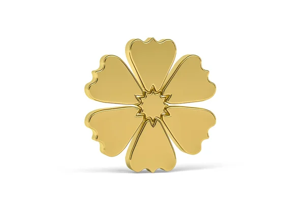 Golden Bloem Pictogram Geïsoleerd Witte Achtergrond Render — Stockfoto