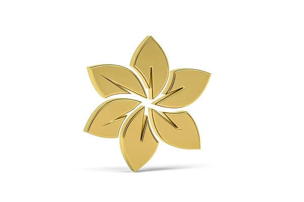 Ícone Flor Dourada Isolado Fundo Branco Renderização — Fotografia de Stock