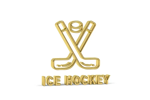 Golden Hockey Icon Isolated White Background Render — Stock Photo, Image