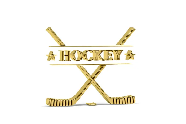 Goldenes Hockey Symbol Isoliert Auf Weißem Hintergrund Renderer — Stockfoto