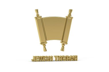 Beyaz arkaplanda izole edilmiş Altın 3d Musevilik simgesi - 3d oluşturma