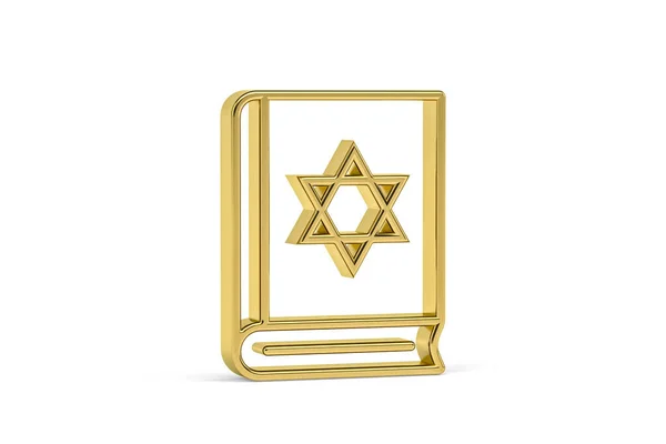 Ícone Judaísmo Dourado Isolado Fundo Branco Renderização — Fotografia de Stock