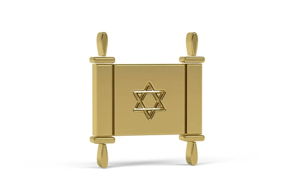 Złota Ikona Judaizmu Izolowana Białym Tle Renderowanie — Zdjęcie stockowe