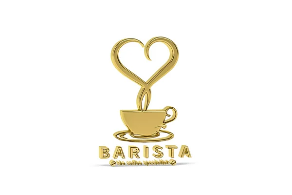 Golden Barista Ikona Izolované Bílém Pozadí Vykreslení — Stock fotografie