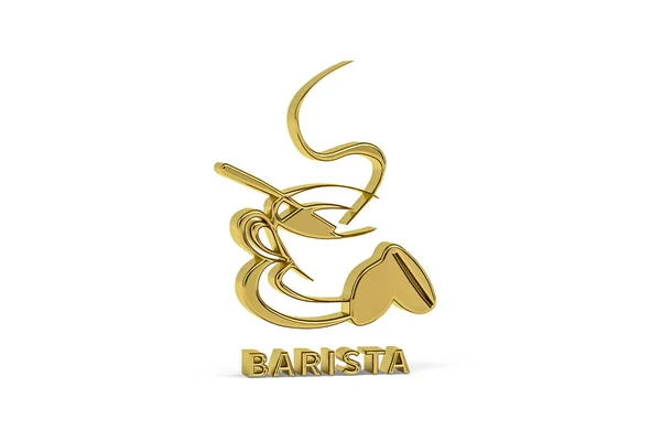 Goldenes Barista Symbol Isoliert Auf Weißem Hintergrund Renderer — Stockfoto