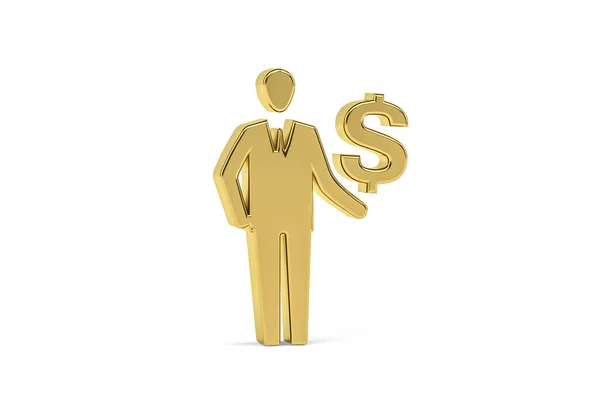 Golden 3d bank clerk icon isolated on white background - 3d render