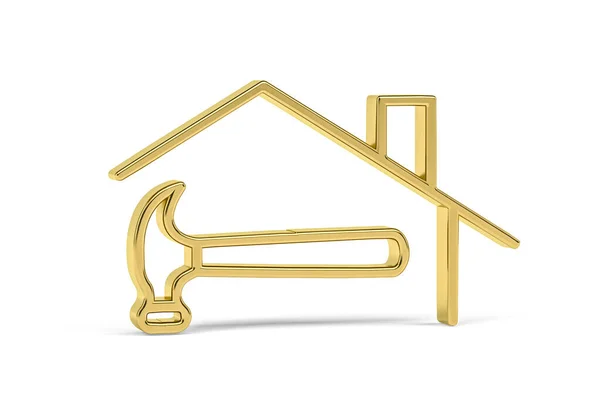 Golden Roofing Icon Isolated White Background Render — Stock Photo, Image