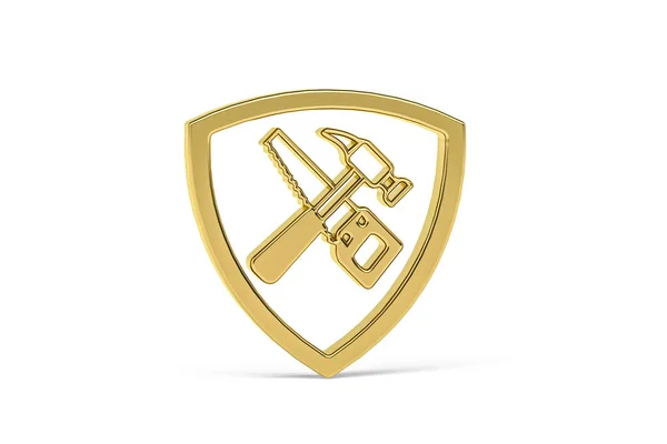 Golden Roofing Icon Isolated White Background Render — Stock Photo, Image