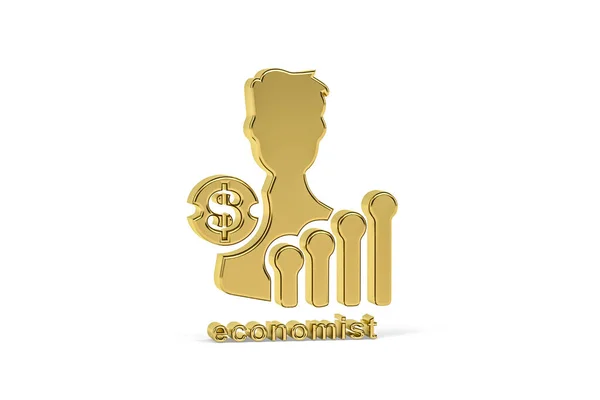 Иконка Золотой Экономист Белом Фоне Рендеринг — стоковое фото