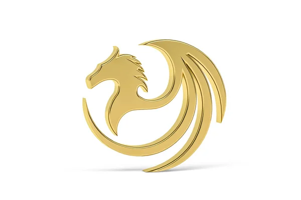 Ícone Dragão Dourado Isolado Fundo Branco Renderização — Fotografia de Stock