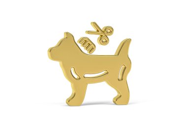 Beyaz arkaplanda izole edilmiş Altın 3d kuaför simgesi - 3d oluşturma