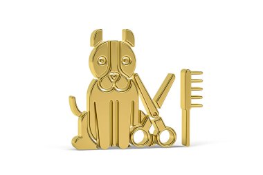 Beyaz arkaplanda izole edilmiş Altın 3d kuaför simgesi - 3d oluşturma