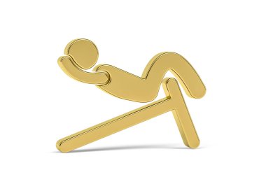 Golden 3d fitness instructor icon isolated on white background - 3d render