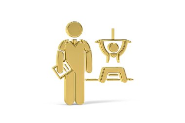 Golden 3d fitness instructor icon isolated on white background - 3d render