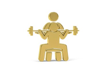 Golden 3d fitness instructor icon isolated on white background - 3d render