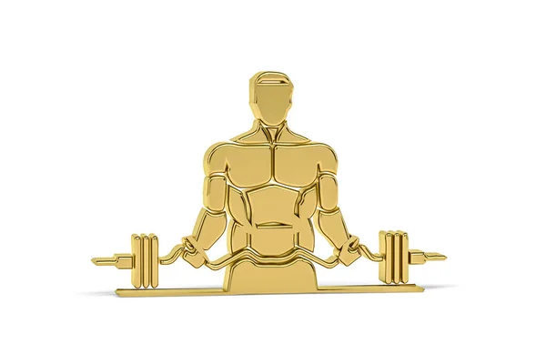 Golden Fitness Instructor Icon Isolated White Background Render — ストック写真