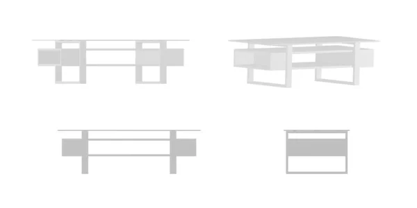 Modello Tavolino Isolato Sfondo Bianco Rendering — Foto Stock