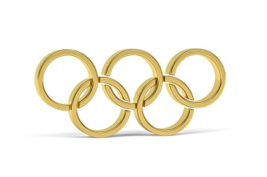 Beyaz arkaplanda izole edilmiş Altın 3d olimpiyat simgesi - 3d oluşturma