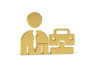 Altın 3d yönetici simgesi beyaz arkaplanda izole edildi - 3d oluşturma