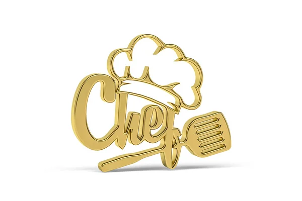 Golden Cook Icon Isolated White Background Render — Fotografia de Stock