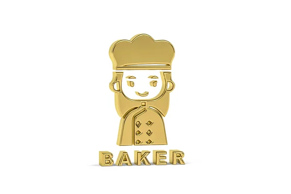 Goldenes Bäckersymbol Isoliert Auf Weißem Hintergrund Renderer — Stockfoto