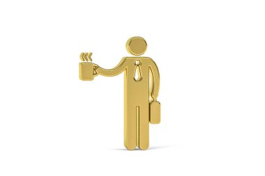 Beyaz arkaplanda izole edilmiş 3D ofis çalışanı simgesi - 3D görüntüleme