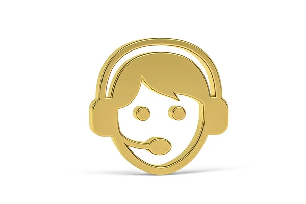Golden Call Center Agent Icon Alone White Background Render — 스톡 사진