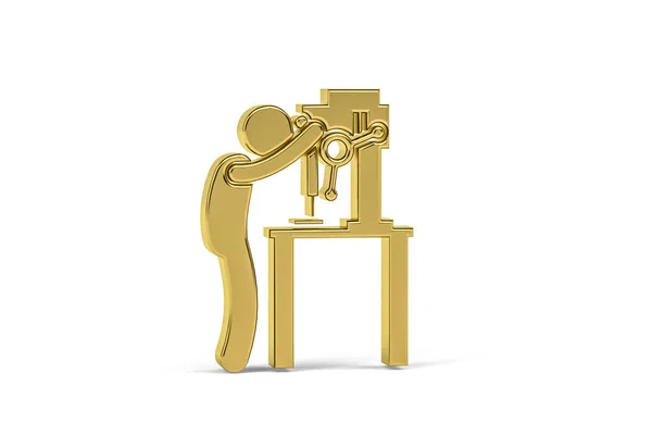 Золотая Иконка Рабочего Производства Выделена Белом Фоне Рендеринг — стоковое фото