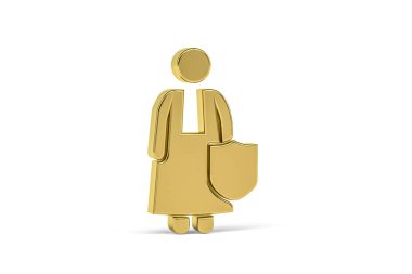 Altın 3D avukat simgesi beyaz arkaplanda izole edildi - 3D görüntüleme