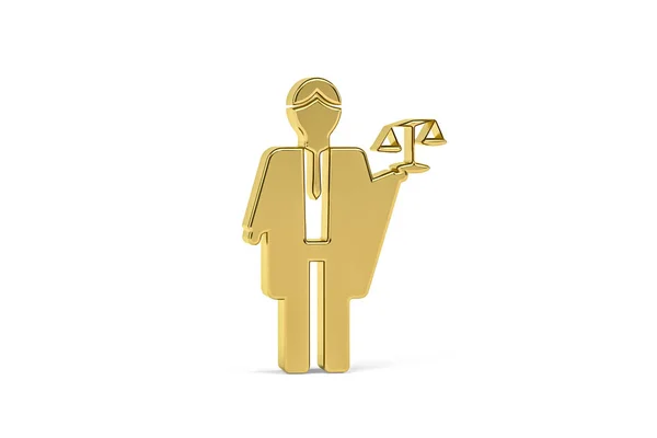 Golden Lawyer Icon Isolated White Background Render — Stockfoto