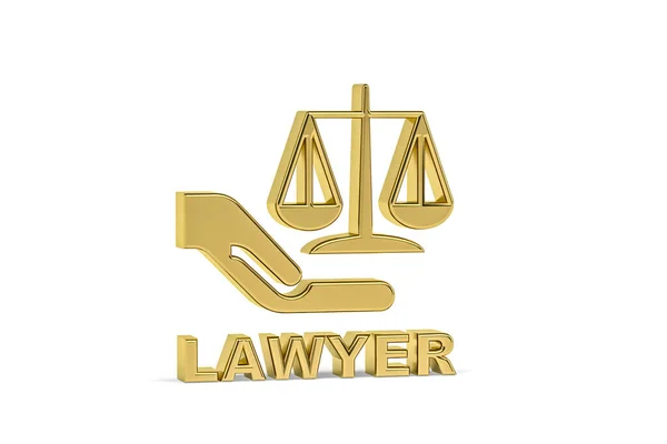 Golden Lawyer Icon Isolated White Background Render — Stockfoto