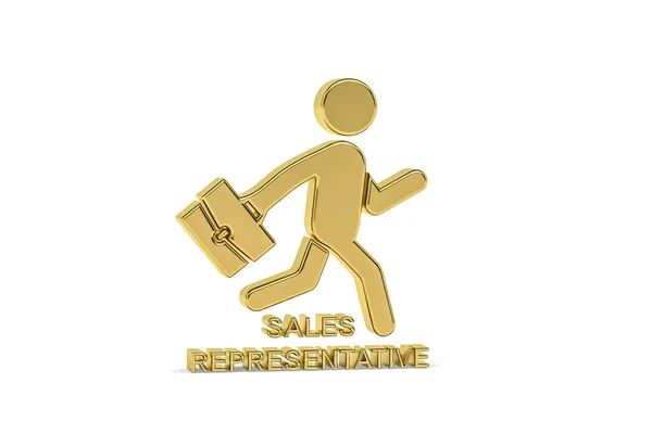 Golden 3d sales representative icon isolated on white background - 3d render