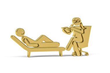 Beyaz arkaplanda izole edilmiş Altın 3D psikolog simgesi - 3D görüntüleme