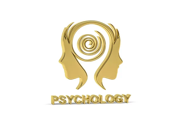 Golden Psychologist Icon Isolated White Background Render — Stock Photo, Image