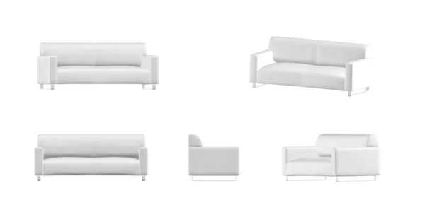 Mockup Sofa Diisolasi Pada Latar Belakang Putih Render — Stok Foto