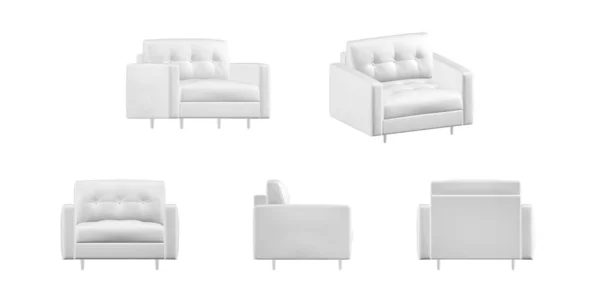 Mockup Sofa Diisolasi Pada Latar Belakang Putih Render — Stok Foto