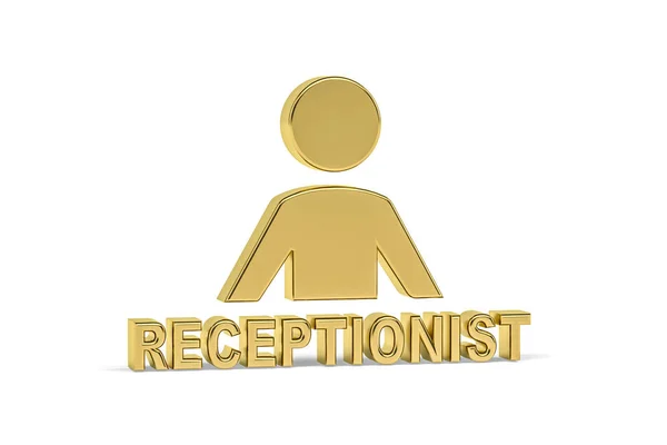 Golden Receptionist Icon Isolated White Background Render — Stock Photo, Image