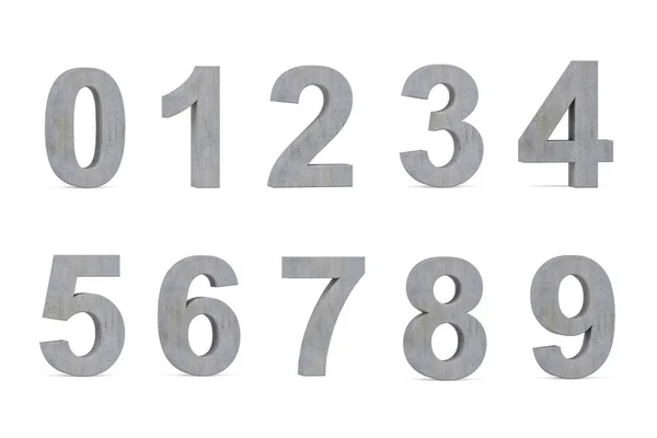 Dígitos Hormigón Dígitos Tridimensionales Sobre Fondo Blanco Render — Foto de Stock