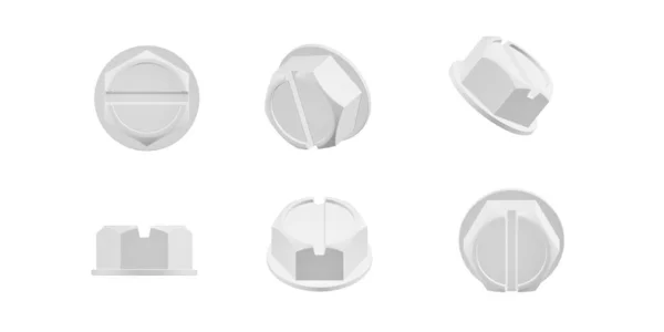 白い背景に隔離されたヘックスキャップモックアップ 3Dレンダリング — ストック写真