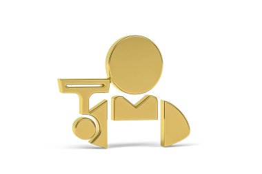 Beyaz arkaplanda izole edilmiş Altın 3D charwoman simgesi - 3D rengarenk