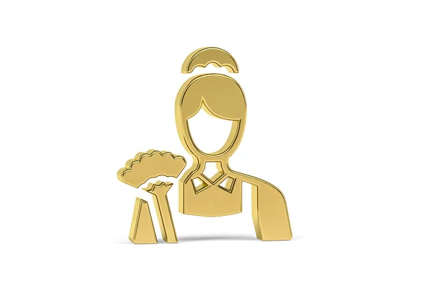 Golden Charwoman Pictogram Geïsoleerd Witte Achtergrond Render — Stockfoto