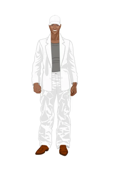 Ilustrace Elegantního Muže Portrét Módně Oblečeného Muže Stojícího Izolovaně Bílém — Stock fotografie