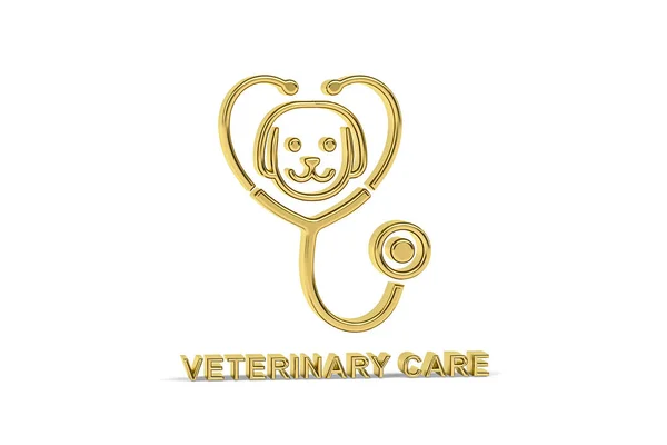 Golden Vet Icon Isolated White Background Render — Stock Photo, Image