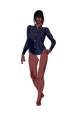 2d zarif bir kadının resmi - Beyaz arka planda tek başına duran şık giyimli bir kadının portresi