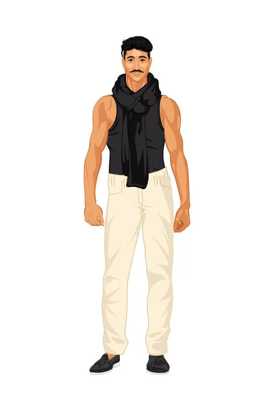 Ilustrace Elegantního Muže Portrét Módně Oblečeného Muže Stojícího Izolovaně Bílém — Stock fotografie