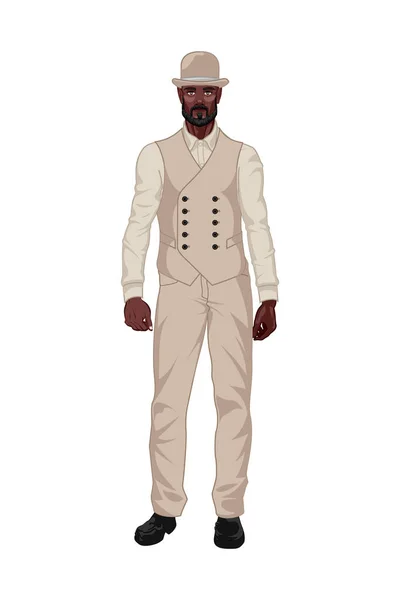 Ілюстрація Елегантного Чоловіка Портрет Модно Одягненого Чоловіка Стоїть Ізольовано Білому — стокове фото