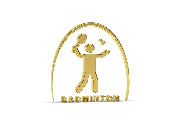 Ícone Badminton Dourado Isolado Fundo Branco Renderização — Fotografia de Stock