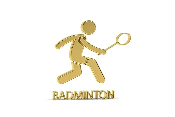 Golden Icona Badminton Isolato Sfondo Bianco Rendering — Foto Stock