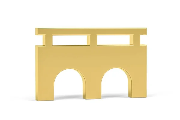 Золота Піктограма Моста Ізольована Білому Тлі Рендеринга — стокове фото