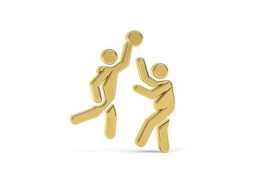 Beyaz arkaplanda izole edilmiş altın 3D basketbol simgesi - 3D görüntüleme